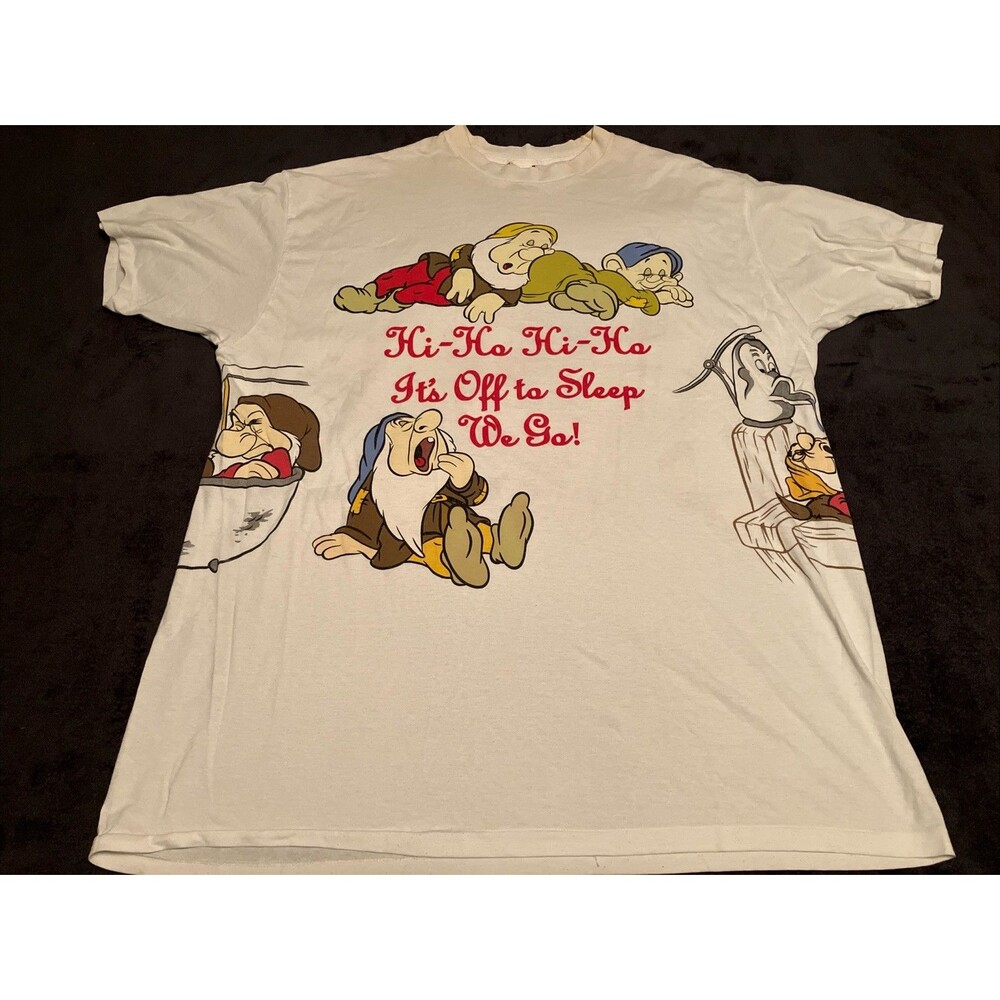 VTG Disney Dwarf Shirt Off to Sleep We Go All Over Print Wrap Around Oversized